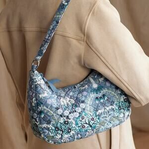 Vera Bradley Frannie Crescent Crossbody Purse in Enchanted Blue